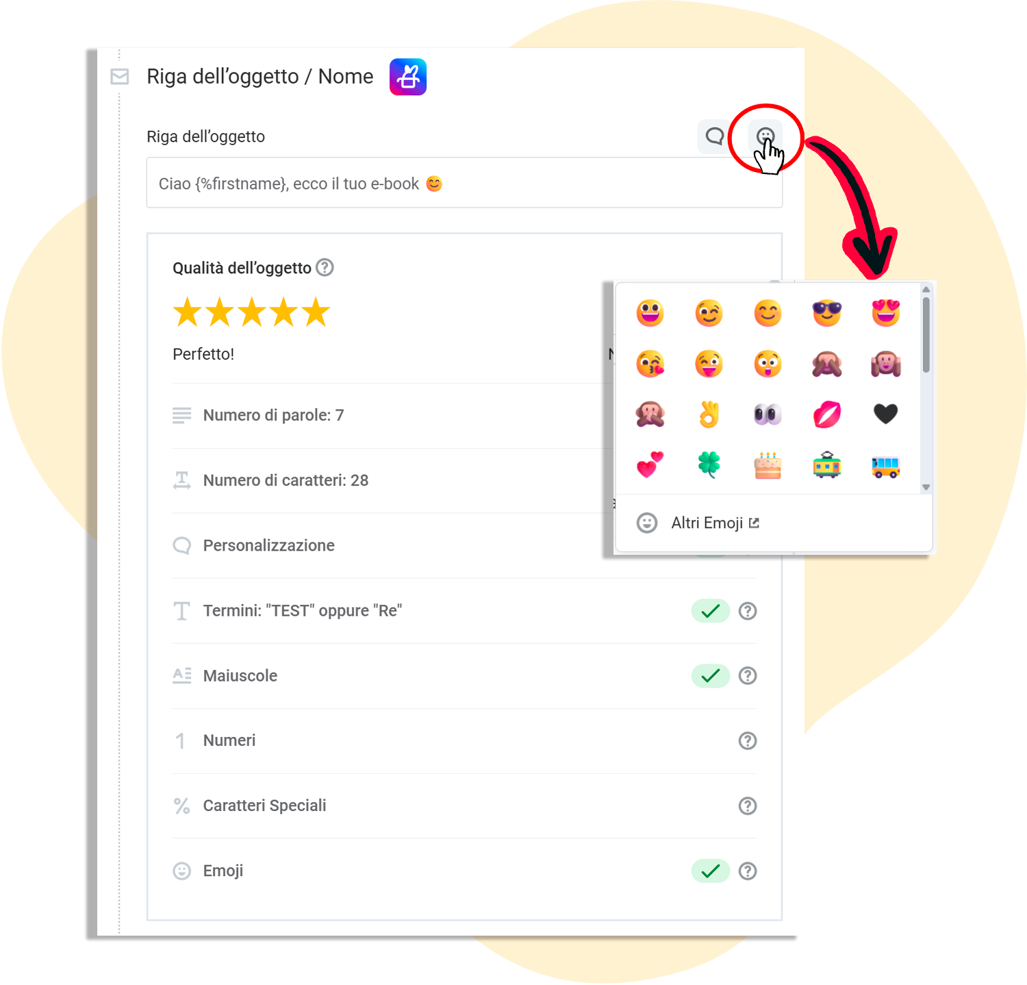 Inserire emoji nell'oggetto di una newsletter